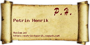 Petrin Henrik névjegykártya